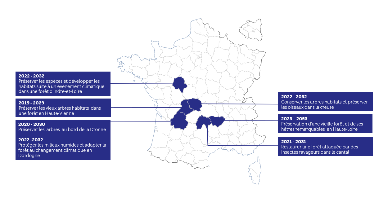 Carte des projets de biodiversité FDJ